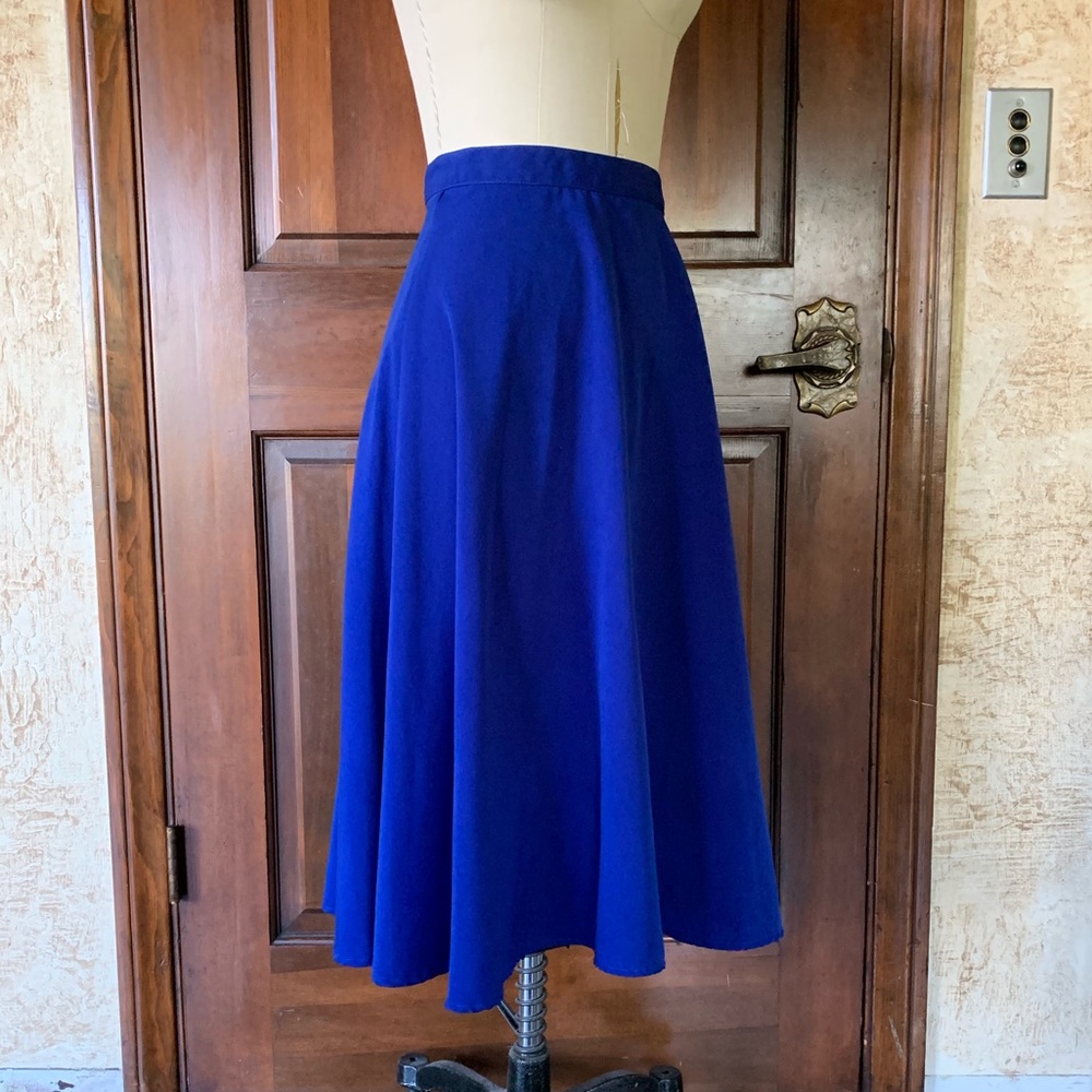 American Apparel - Navy Blue A-Line Midi Skirt - S
